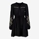 Dames jurk met geborduurde details zwart