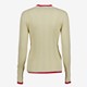 Dames rib trui beige met rode details