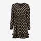 Dames jurk zwart met print en ruches