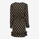 Dames jurk zwart met print en ruches