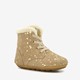 Groot leren babyschoenen beige met gouden vlokken