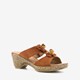 Blue Box dames slippers cognac met bloemen