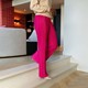 Dames plissé pantalon roze