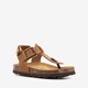 Groot leren kinder sandalen met teenbandje cognac