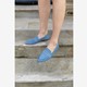 Dames loafers denim met studs