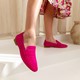 Suede dames loafers fuchsia roze