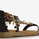 Dames sandalen met kettinkjes zwart