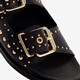 Leren dames slippers met studs zwart goud