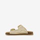 Leren dames slippers met studs goud