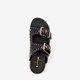Leren dames slippers met studs zwart goud