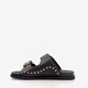 Leren dames slippers met studs zwart goud