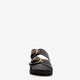 Leren dames slippers met studs zwart goud