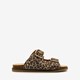 Leren dames slippers met panterprint