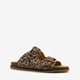 Harper leren dames slippers met panterprint