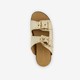 Leren dames slippers met studs goud
