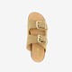 Leren dames slippers met studs beige