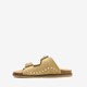 Leren dames slippers met studs beige