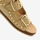 Leren dames slippers met studs beige
