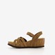 Suede sandalen met sleehak taupe