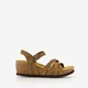 Suede sandalen met sleehak taupe