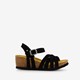 Leren sandalen met sleehak zwart