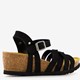 Leren sandalen met sleehak zwart