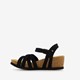 Leren sandalen met sleehak zwart