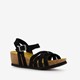 Leren sandalen met sleehak zwart