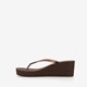 Dames teenslippers met sleehak bruin