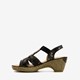 Dames sandalen met hak zwart goud