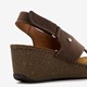Leren dames sleehak sandalen bruin