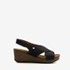 Leren dames sleehak sandalen zwart