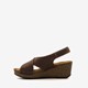 Leren dames sleehak sandalen bruin