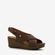 Hush Puppies leren dames sleehak sandalen bruin