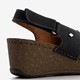 Leren dames sleehak sandalen zwart