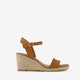 Dames espadrilles met sleehak cognac