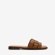 Leren dames slippers cognac bruin