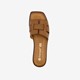 Leren dames slippers cognac bruin