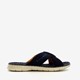 Leren slippers met leren voetbed blauw