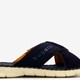 Leren slippers met leren voetbed blauw