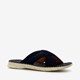 Leren slippers met leren voetbed blauw