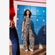 Dames jumpsuit met print blauw beige