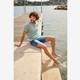 Heren polo met golven print blauw