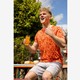 Heren T-shirt met bloemenprint oranje
