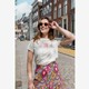Dames T-shirt met backprint zand