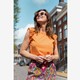Dames top met ruches oranje