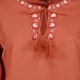 Dames blouse met geborduurde mouwen oranje