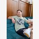 Heren T-shirt met palmbomen lichtgroen