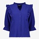 Dames blouse met ruches kobalt blauw