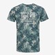 Heren T-shirt met bladeren print blauw